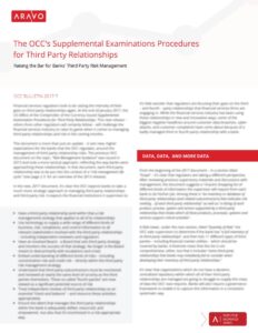 White Paper - OCC’s Supplemental Examinations Procedures for Third-Party Relationships - Cover