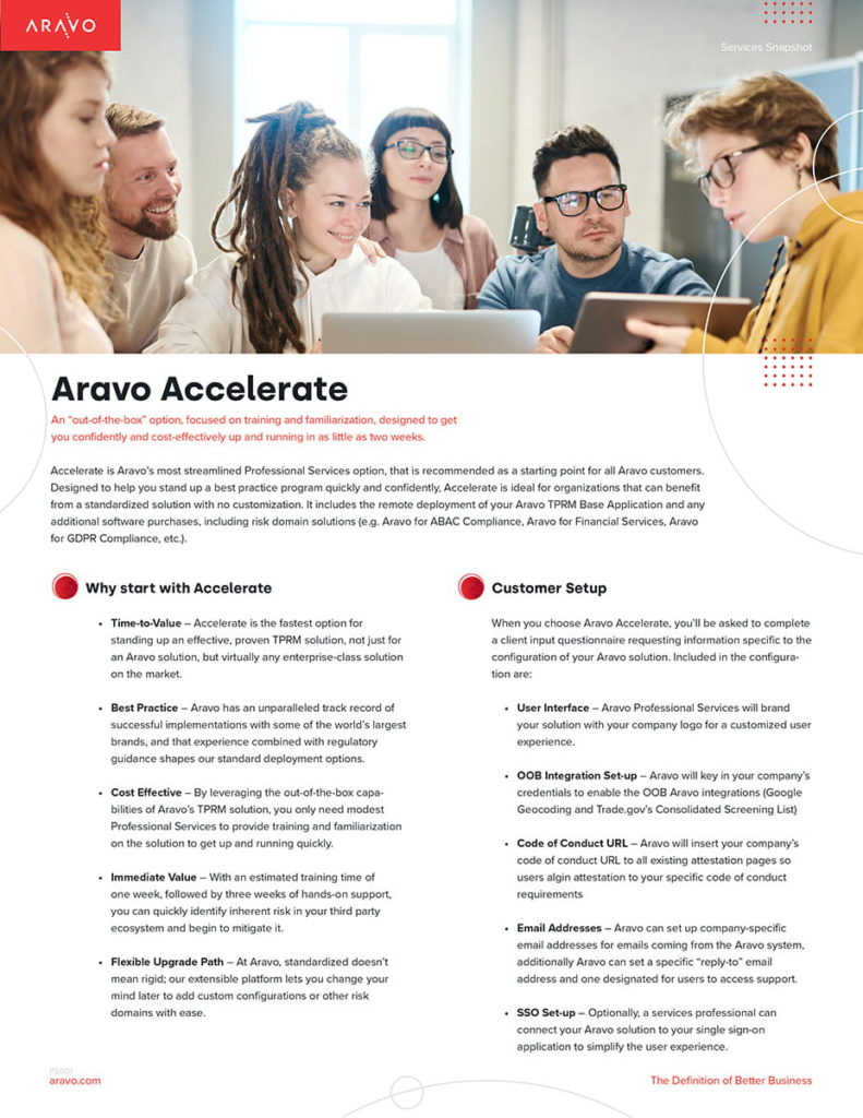 Aravo Datasheet - AccelerateAravo Datasheet - Accelerate Professional Services - Cover