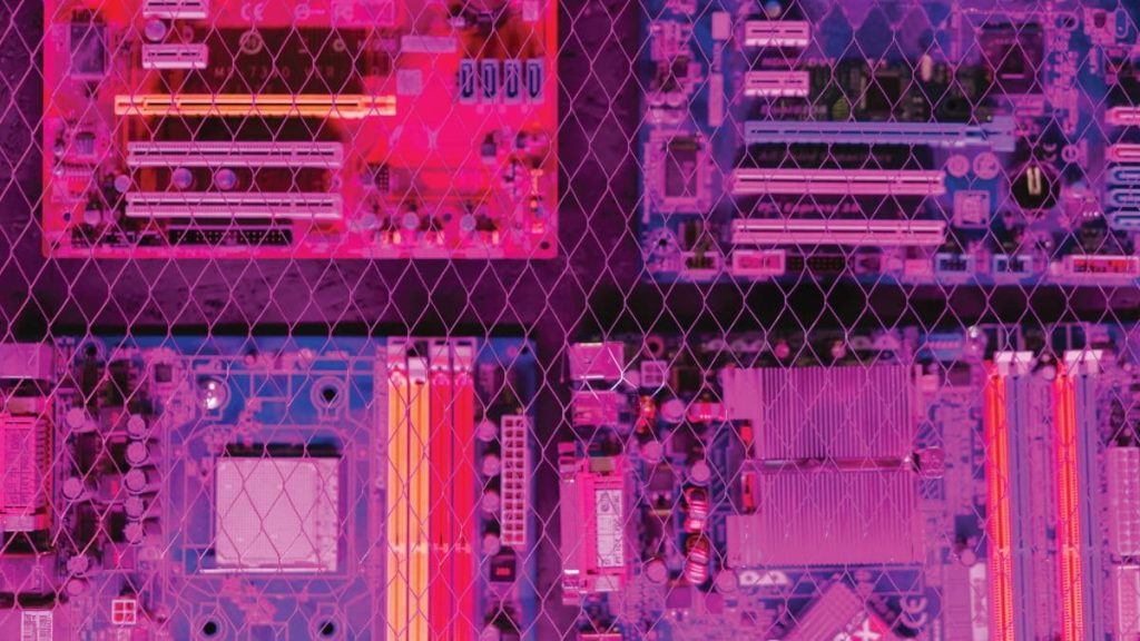 Motherboards behind a wire mesh - fi