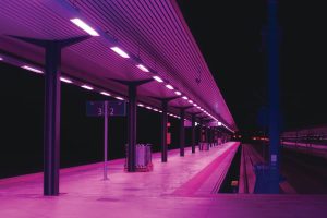 Train station at night