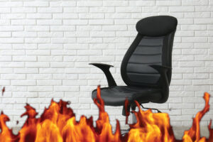 Office hotseat chair on fire